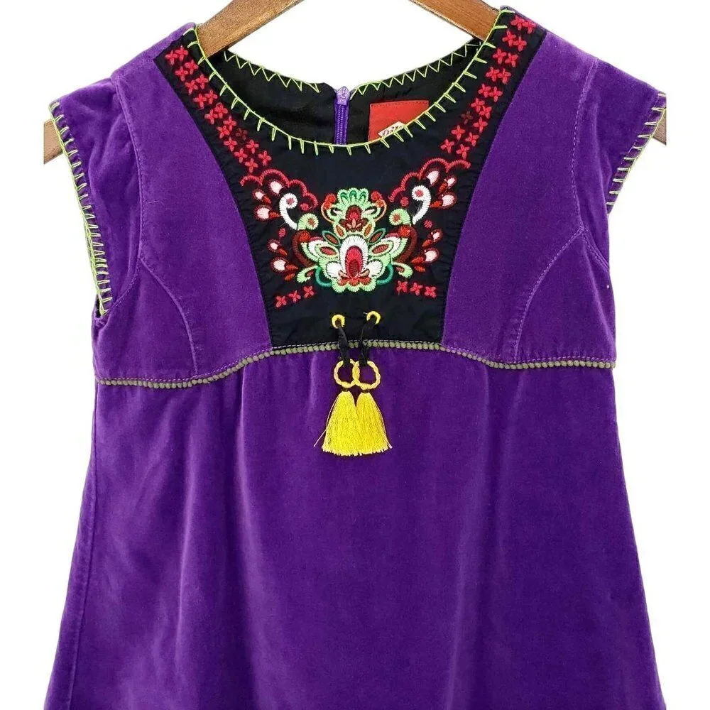 Oilily Dress Sz 140 EU 8 10 US‎ Girls Age 8-12 Purple Jumper Embroidered Flowers